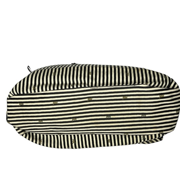 L.A.M.B Reversible White Nylon & Stripes Fabric Patent Leather Strap Hobo Bag - Picture 8 of 16